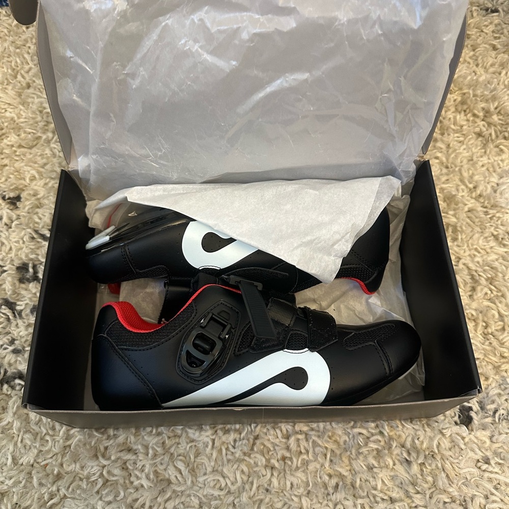 Black and White Cycling Shoes